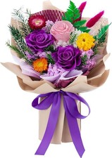 Preserved Flowers Bouquets, Forever Roses Bouquets Purple Flowers Gifts for M...