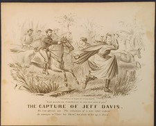 Civil War Capture of Jefferson Davis 1865 Cartoon
