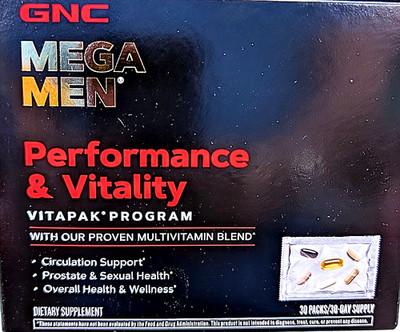 GNC Mega Men Performance and Vitality Vitapak Program 30 Count EXP 09/2026