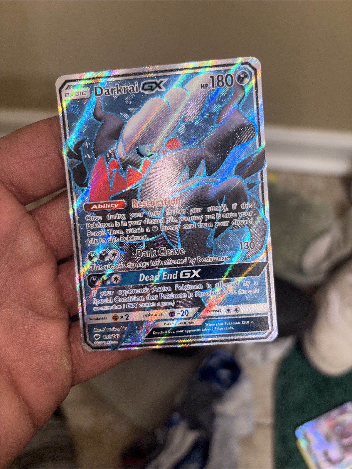 POKEMON BURNING SHADOWS DARKRAI GX #139 FULL ART HOLO FOIL PSA 7 NM #41392357