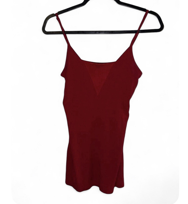 BKE Red Ribbed Cami Tank Top Women’s Medium Adjustable Straps Y2K Stretch