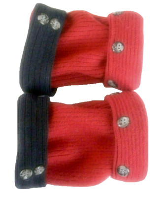 FINGERLESS GLOVES RED BLUE 100% MERINO WOOL S - M SMALL - MEDIUM MITTENS WOMEN