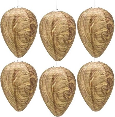 6 Pack Effective Waterproof Wasp Nest Outdoor, Hanging Fake Hornets Nest,Backyar