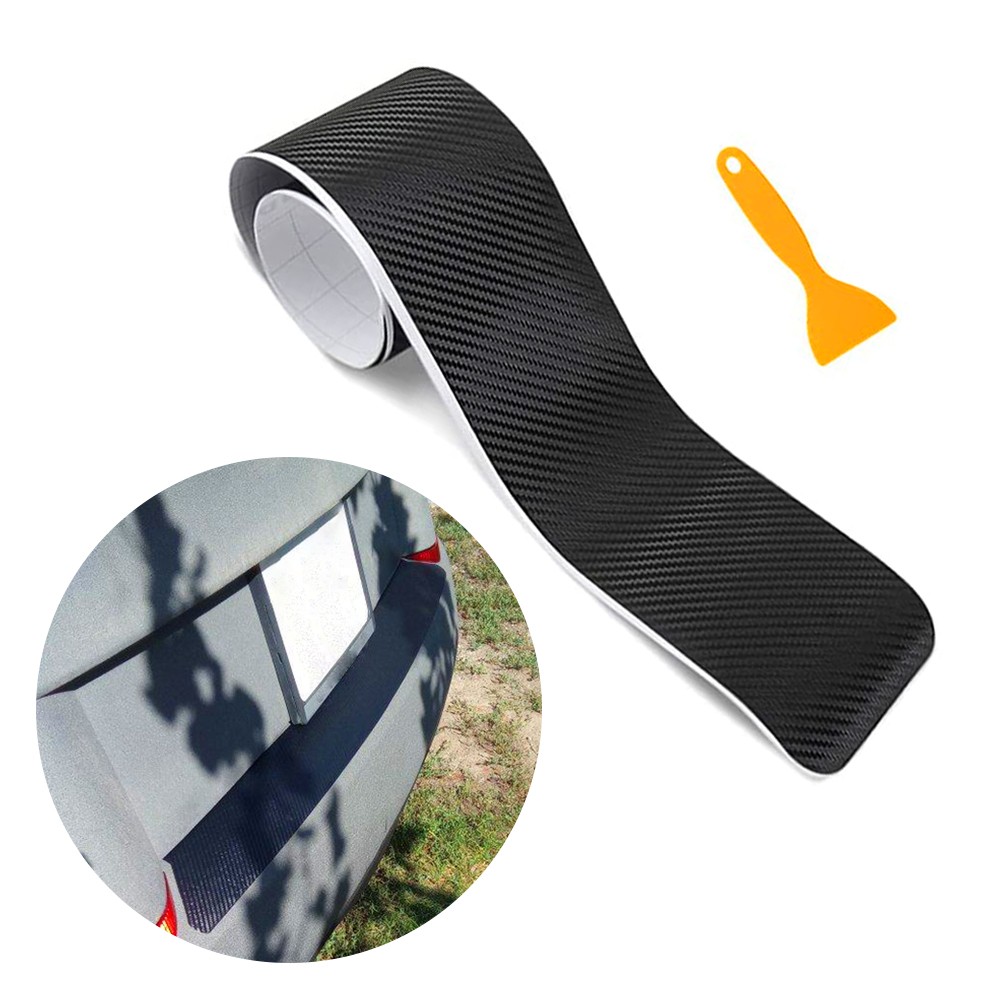 4d Carbon Fiber Rear Bumper Protector Gard Trim Rubber Cover Universal Black