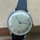 Timex 32mm Marlin 1963? 60s Silver Tone Mens Vintage Mechanical Wrist Watch