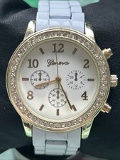 Geneva Gold Tone White Dial And Band Women s Quartz Watch