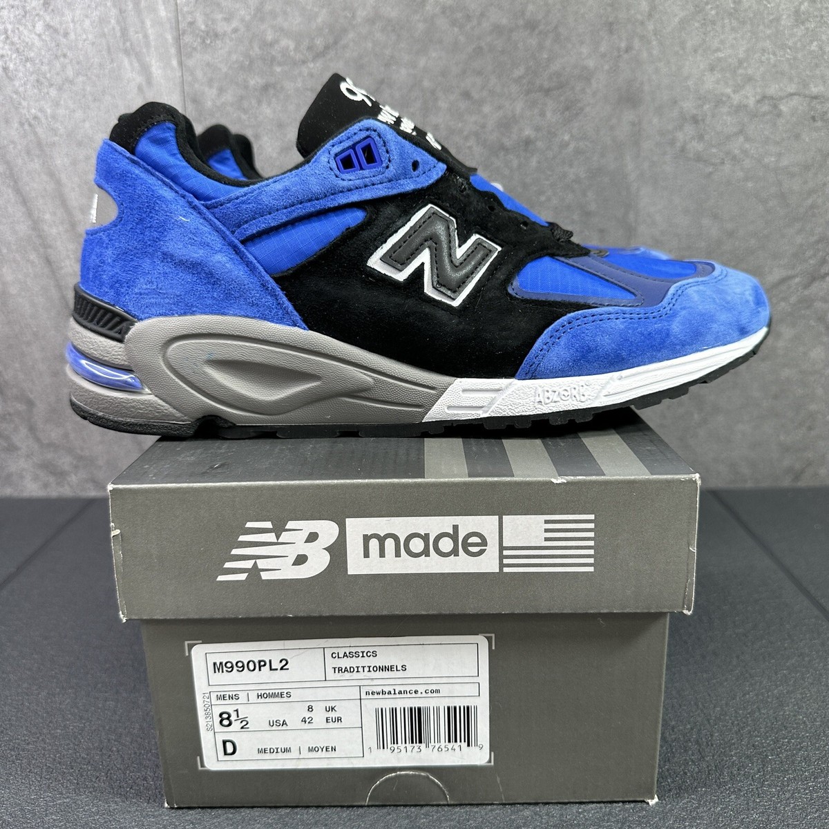 New Balance 990v2 Royal Blue Black Size 8.5 Mens Blue Black