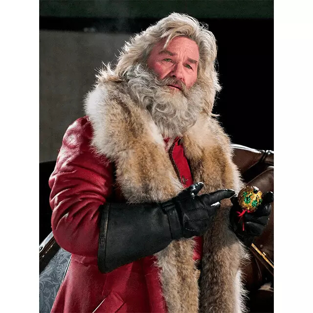 Christmas Chronicle Kurt Russell Santa Claus Cosplay Shearling Faux Leather  Coat