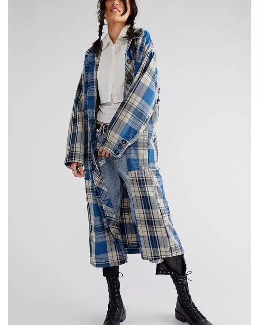 Plaid duster clearance jacket