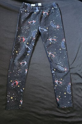 Girls Sz M (8) GAP Kids True Black Leggings Space Planets Stars - 848538