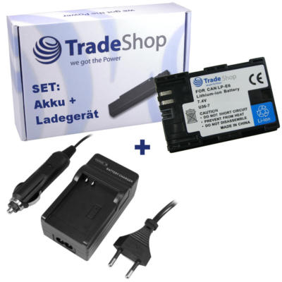 AKKU + LADEGERÄT für Canon EOS 60D 60-D 7D 7-D 5D 5-D MARK 2 II LP-E6 Info Chip