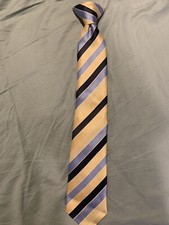 Bergamo NY Boy's Necktie 13" Fashion Accessory-Kids Clip On Yellow Blue Black