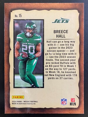 Breece Hall 2024 Panini Mosaic Football Notoriety Insert New York