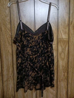 Lane Bryant Brown Black Leopard/Animal Print Spaghetti Strap Womens Size 18/20