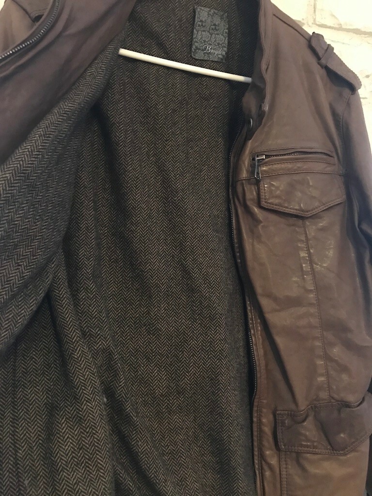 ジャケット・アウター brogden Italy M leather jacket brogden leather jacket - Size S - Brown- MADE IN ITALY- PRE