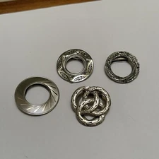 Lot Of 4 Metal Vintage - Modern Scarf Clips Silver Tone