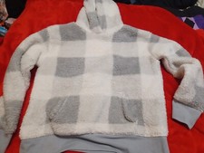 So Girl's Fleece Hoodie gray  white XL 14/16