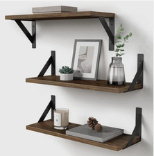 Rustic Brown Set Of 3 Wall Mount Floating Shelves 11.5" x 6"