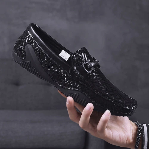 2021 Men s Loafers Black Suede Leather Casual Shoes Flat Driving