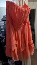 David's Bridal Size 20 Bridesmaid Dress Chiffon Peachy Coral STYLE NUMBER F14169