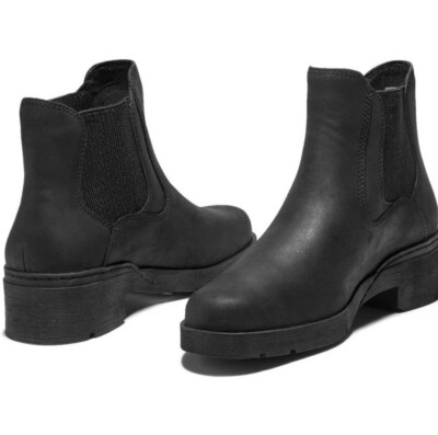 Timberland Graceyn Chelsea Black Leather Boots For Women Size 10 NIB