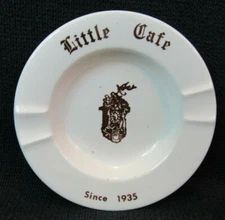 VINTAGE ADVERTISING ASHTRAY " LITTLE CAFE WINCE 1935" CUCKOO CLOCK