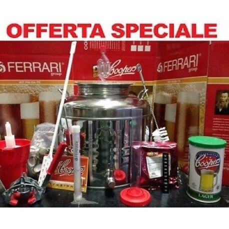 KIT DI FERMENTAZIONE BIRRA ACCIAIO INOX 18/10 FUSTO 50LT+ACCESSORI+MALTO COOPERS