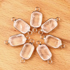 10pcs Natural White Crystal Rectangle Pendants Connector DIY Jewelry Making