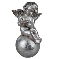 Engel Auf Kugel 47 Cm Antik-Silber Dekofigur Formano 785909 Weihnachtsdeko