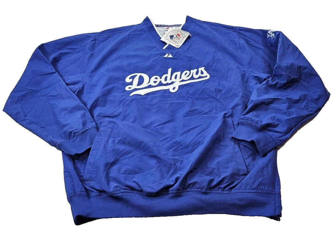 Majestic LA Dodger Jacket Men M Blue MLB Authentic Windbreaker Pullover