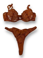 Vintage Oscar De La Renta Bra W Panty Set Rust 1990's