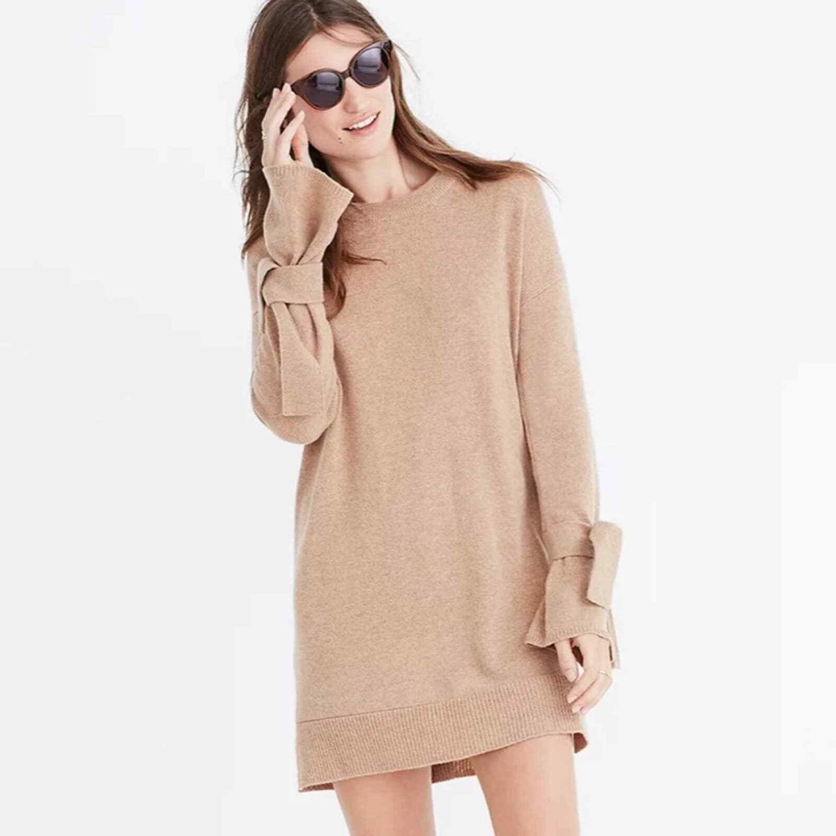 Madewell Tie-Cuff Sweater Dress 100% Wool Womens Small | eBay