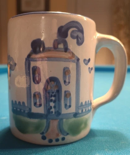 VINTAGE M.A. HADLEY COFFEE MUG WITH HOUSE DECORATION
