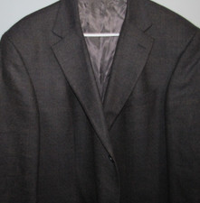 OSCAR DE LA RENTA 44L 44 Long Gray Windowpane Blazer Sport Coat Wool Cashmere