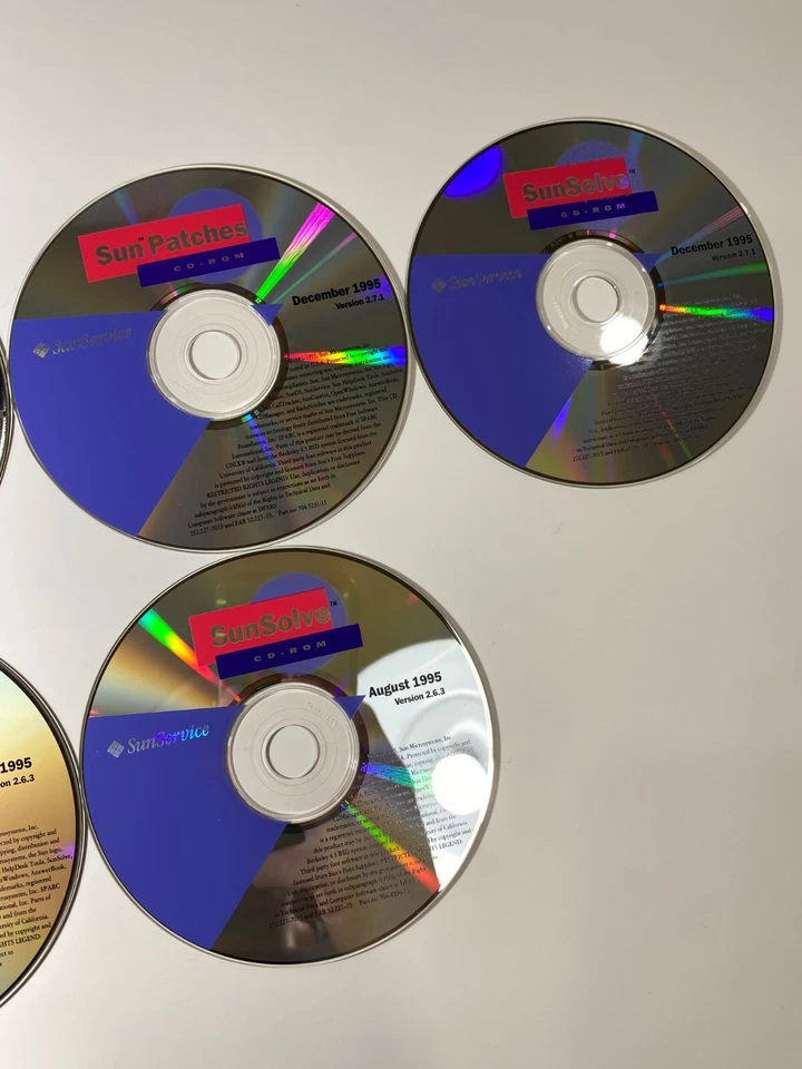 Lote de 4 parches de suministro de mantenimiento Sunsoft Sun Solaris de CD-ROM de disco 1995 Foto 4 de 4