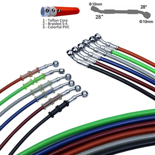 Motorcycle Dirt Bike Braided Brake Hose Line Brake Cable Hydraulic Banjo Pipe - Picture 4 of 23