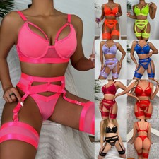 Sexy Womens Lingerie Babydoll Bra Thong Suspender Underwear Set Erotic Nightwear
