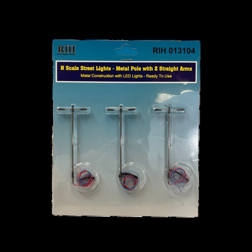 Rock Island Hobby 013104 poste de metal escala N 2 brazos rectos (paquete de 3) | Condition: New