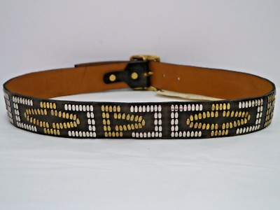 NEW CALLEEN CORDERO brown leather silver brass studded belt  display picture 1