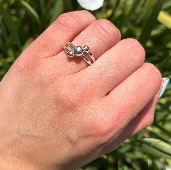 925 Silver Statement Ring Handmade Sterling 3 Ball Women Ring All Size SR602