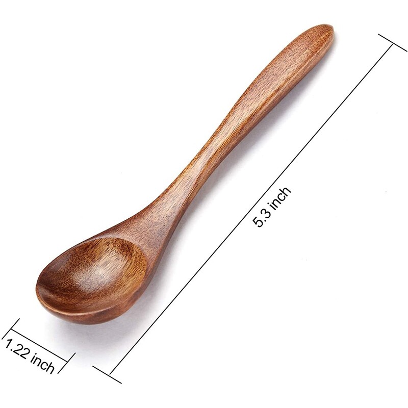 Small Wooden Spoons, 6Pcs Wooden Teaspoon for Cooking Small