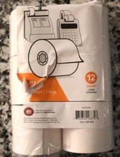 1-PLY PAPER ROLLS FOR CASH REGISTERS & CALCULATORS BRIGHT WHITE 6 ROLLS NEW 40M