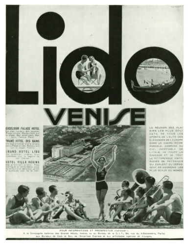 Publicité ancienne Lido Venise 1930 issue de magazine - Afbeelding 1 van 1