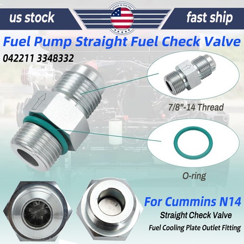 Fuel Check Straight Valve Fitting For Cummins N14 Application #042211 ...