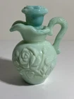 Vintage Avon Jadeite Green Swirl Milk Glass Rose Pitcher - CIrca 1970s