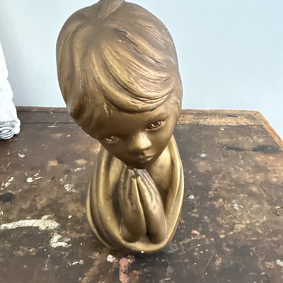 Vintage 1967 MCM CHALKWARE GIRL with PRAYING HANDS by Marie Brower 10½'' ESCO