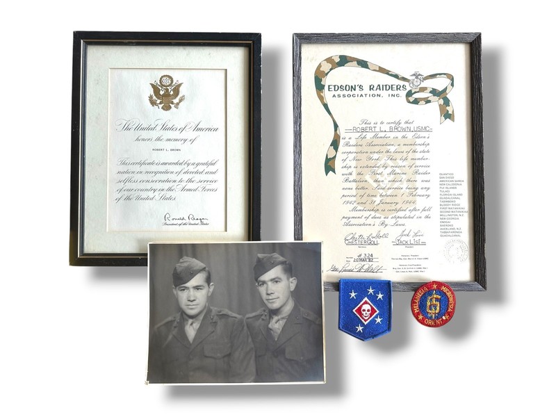 WWII NAMED 1st Marine RAIDER BATTALION Uniform/Document/Photo GROUPING!!