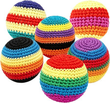 Handmade Knitted Hackys Set Colorful Crochet Footbag Sacks for Adults Beginners