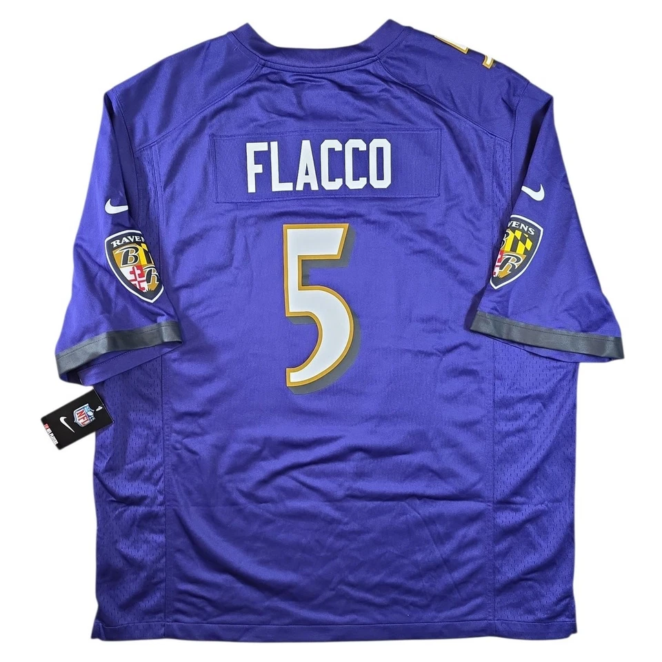 Nike NFL Ravens Joe Flacco #5 Jersey Men’s XXL Purple On Field Football Top Foto 2 de 4