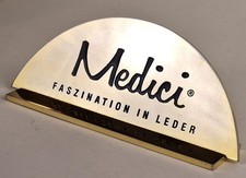 WERBUNG Aufsteller "MEDICI Faszination in Leder" Messing vergoldet P663